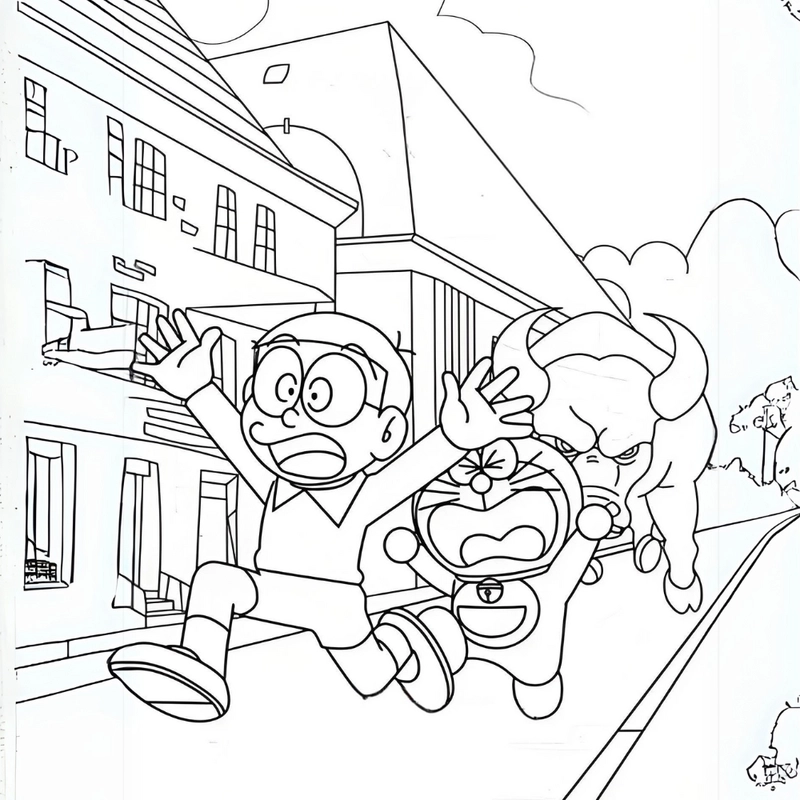 hình nobita và doraemon cho bé tô màu