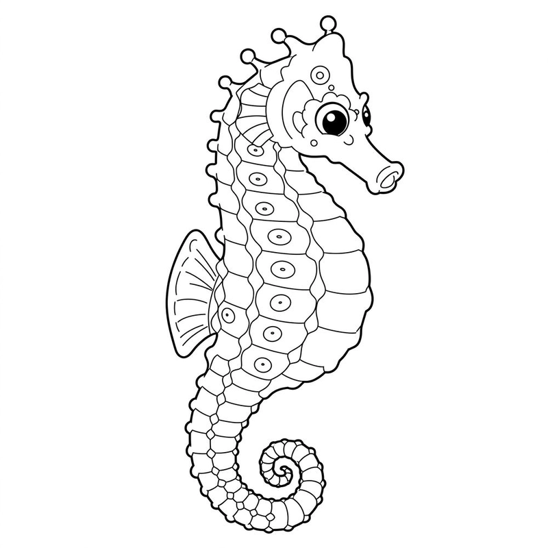 tranh tô màu con cá ngựa đẹp