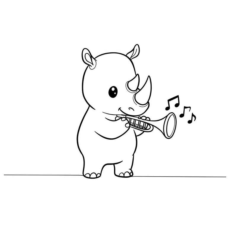 Con tê giác dễ dàng tô màu cho trẻ