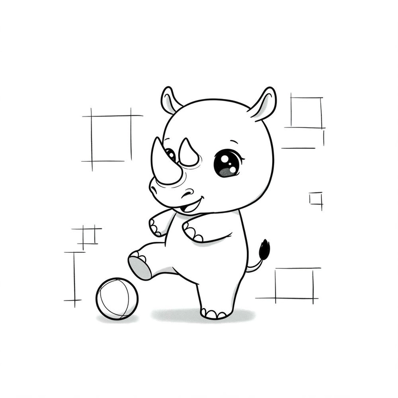 tê giác tô màu dễ thương