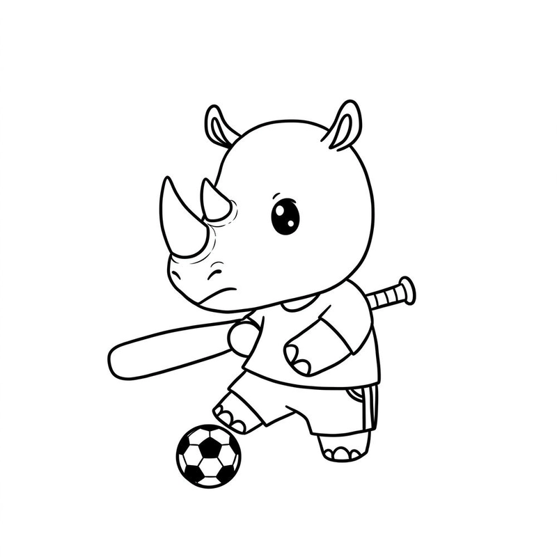 tô màu con tê giác cute