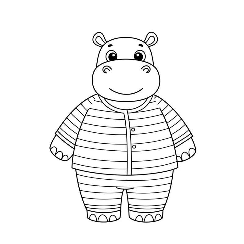 Hình hà mã cute cho bé tô màu