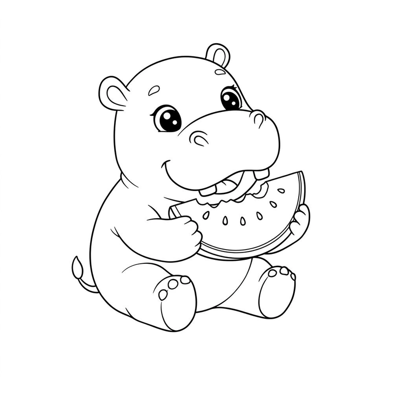 Tô màu con hà mã cho bé sáng tạo