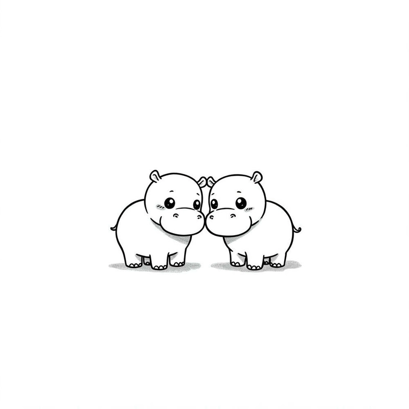 con hà mã tô màu dễ thương