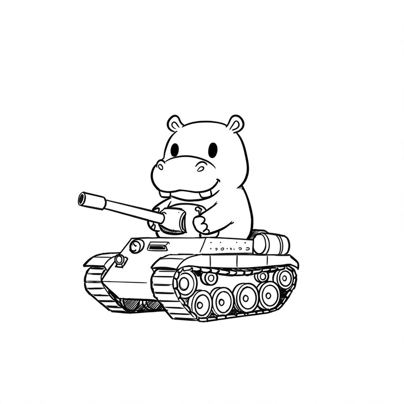 tranh tô màu hà mã cute