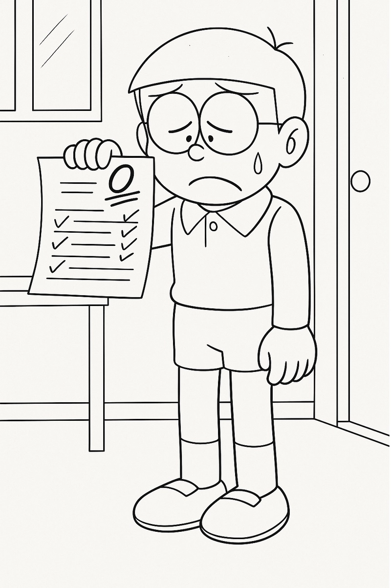 tô màu nobita bị điểm kém