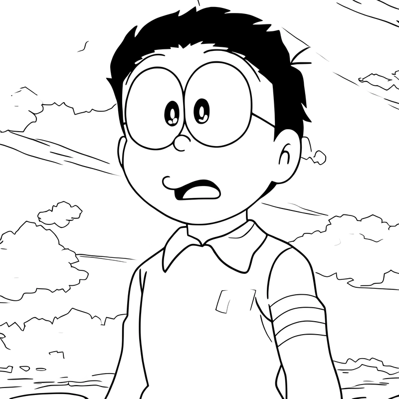 tranh tô màu nobita cho bé