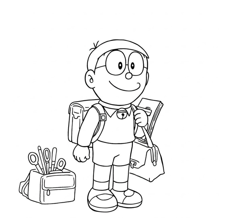tô màu nobita đi học