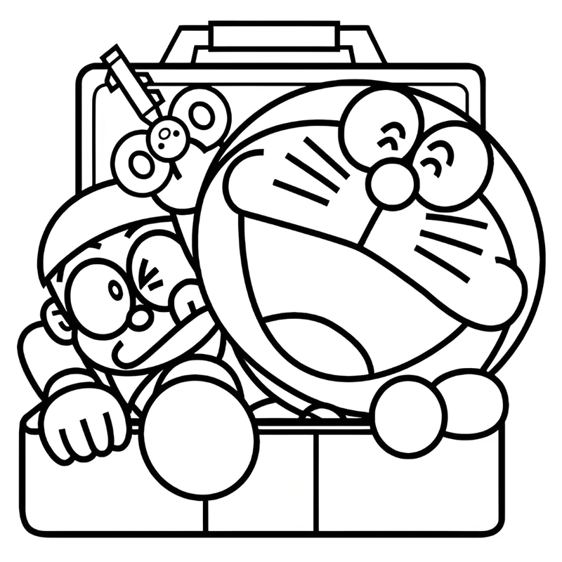 tranh tô màu nobita và doraemon