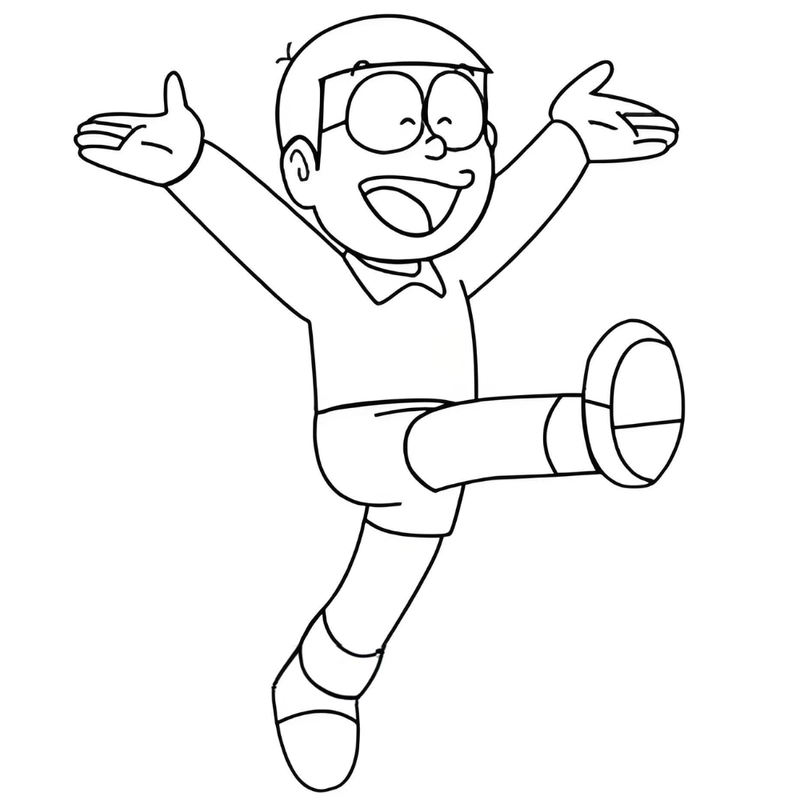 tranh tô màu nobita vui vẻ