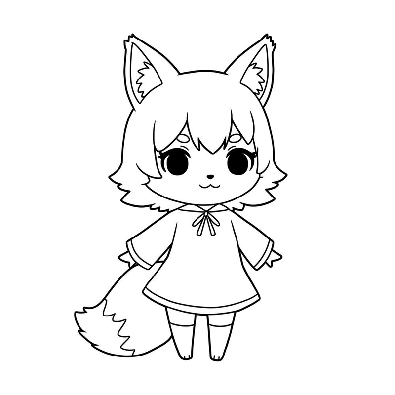 Tranh tô màu anime đáng yêu 