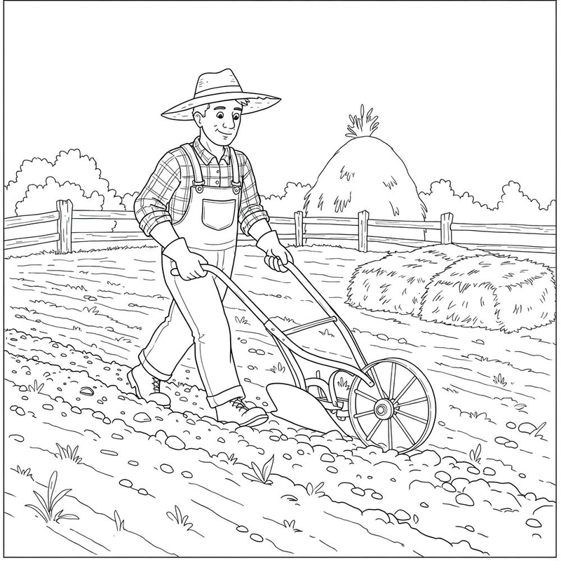 tranh vẽ bác nông dân cày ruộng