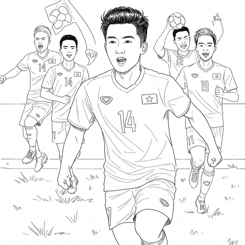 Tranh tô màu cầu thủ bóng đá cho bé gái
