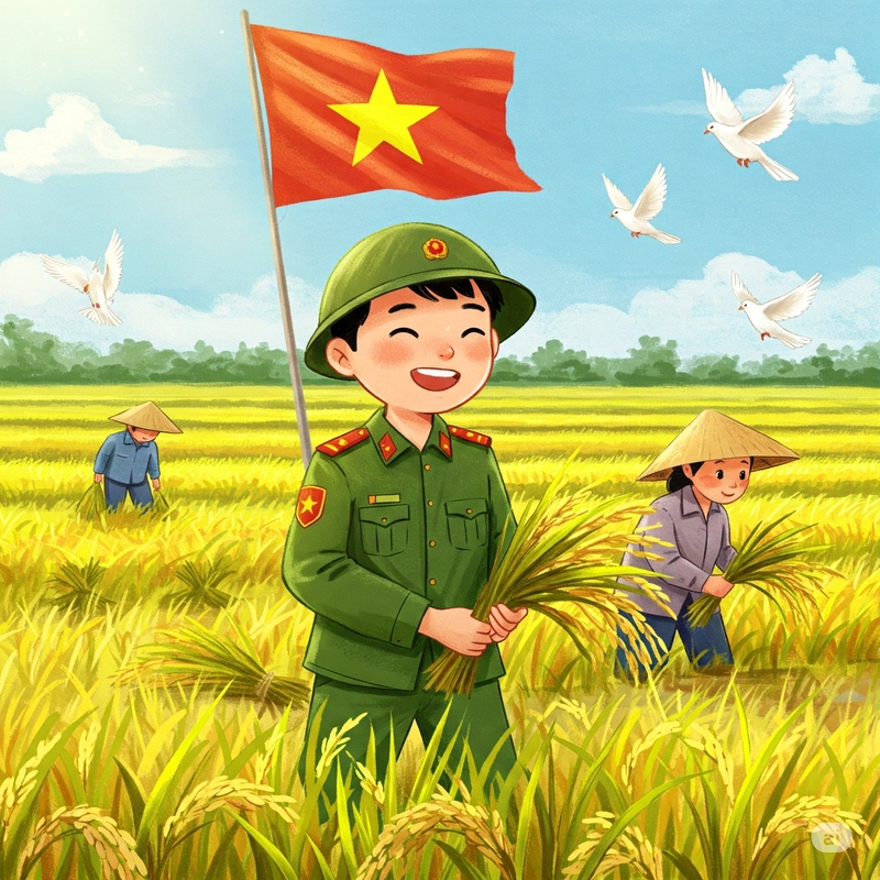 tranh tô màu chú bộ đội