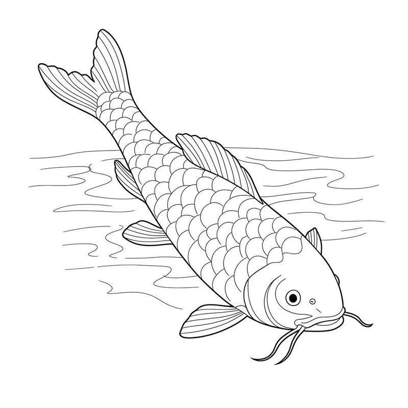 Tranh tô màu cá chép cho trẻ