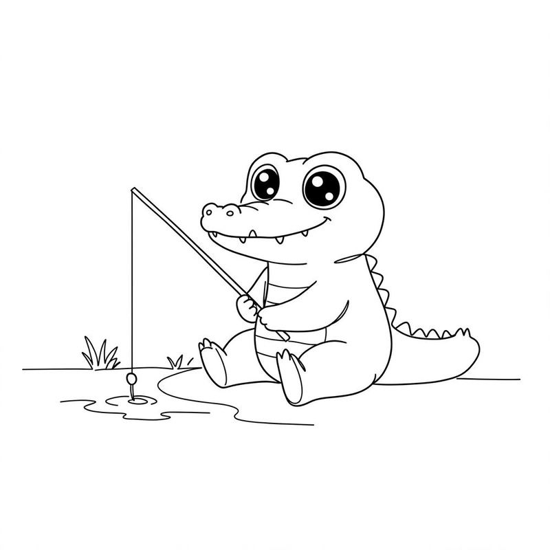 Hình tô màu con cá sấu đáng yêu cho bé