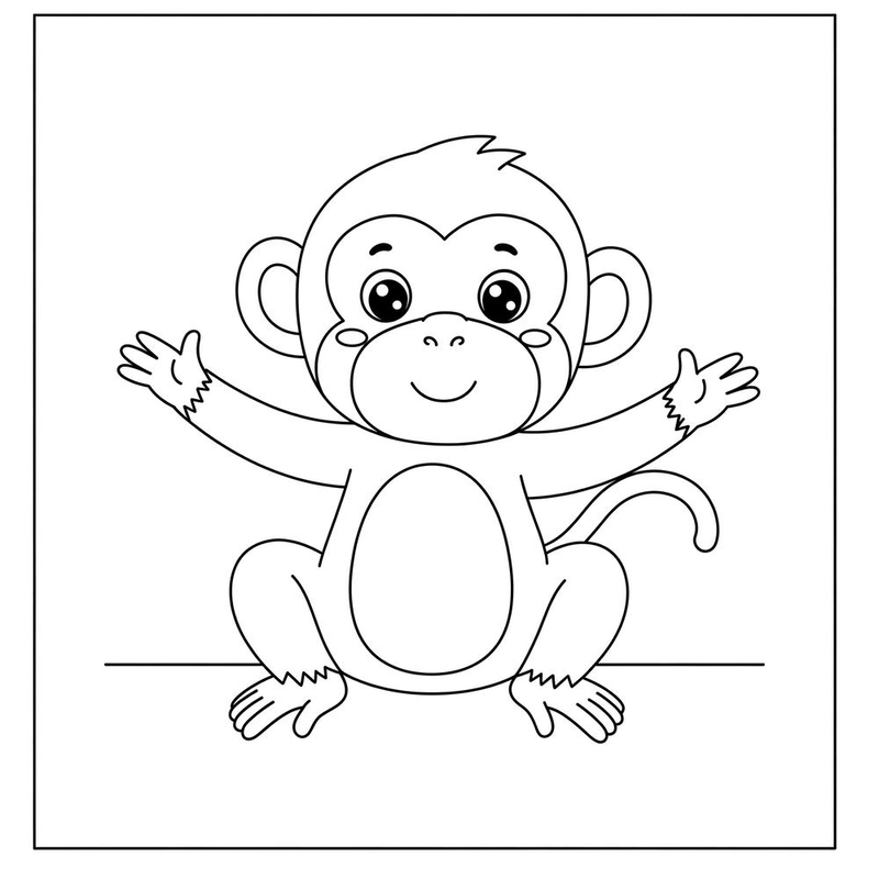 Tranh tô màu chú khỉ dễ thương 