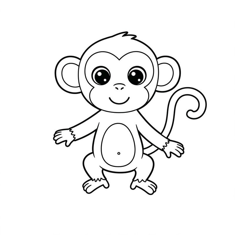 tranh tô màu con khỉ dễ thương cute