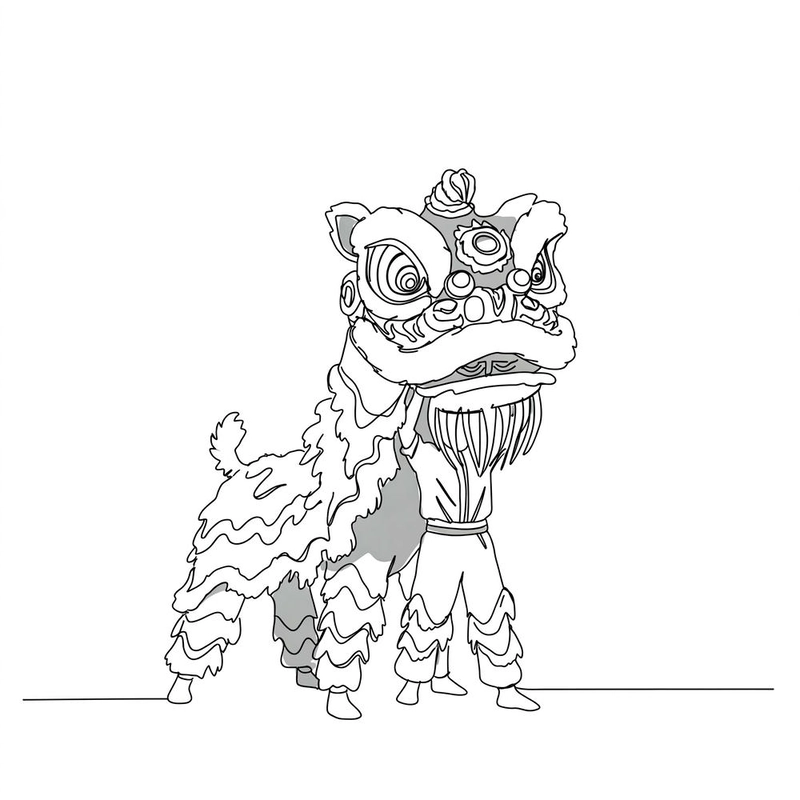 Hình tô màu con lân đáng yêu cho bé