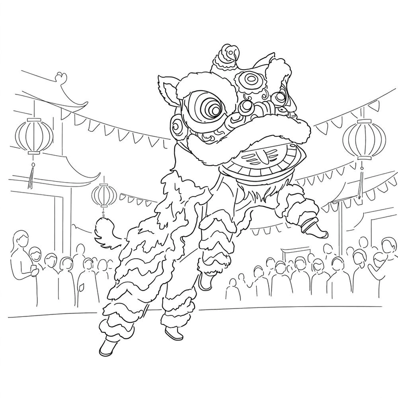 Tranh tô màu con lân cho các bé