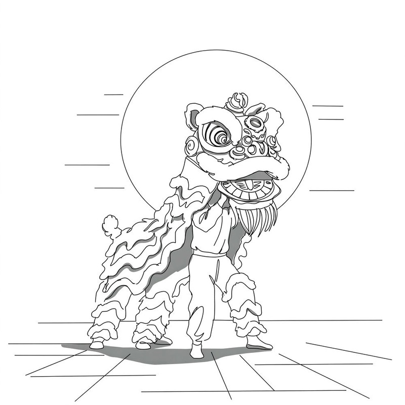 Tranh tô màu con lân cho các bé