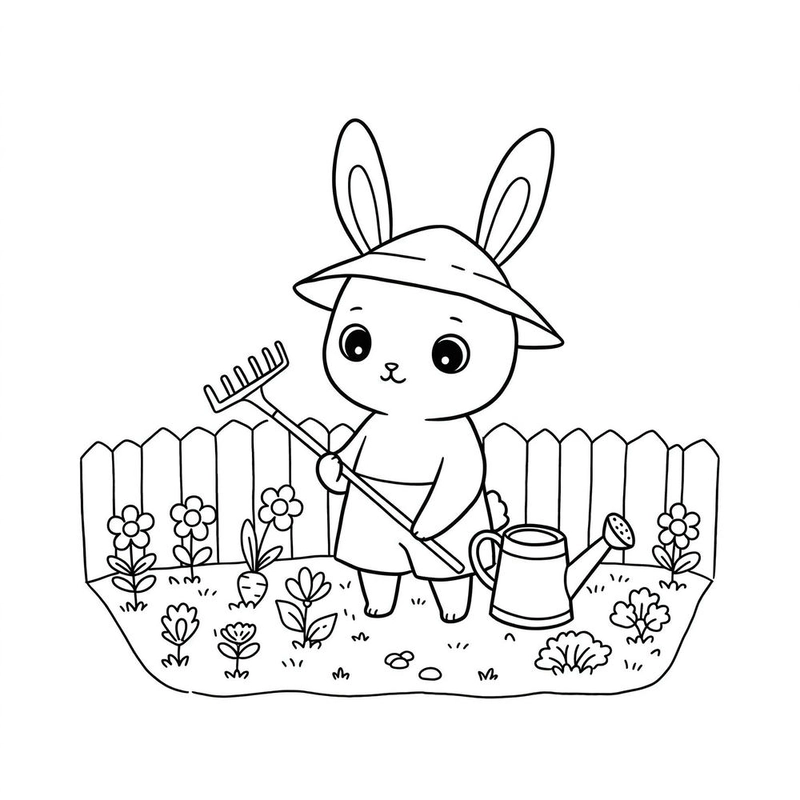 tranh tô màu con thỏ cute đáng yêu