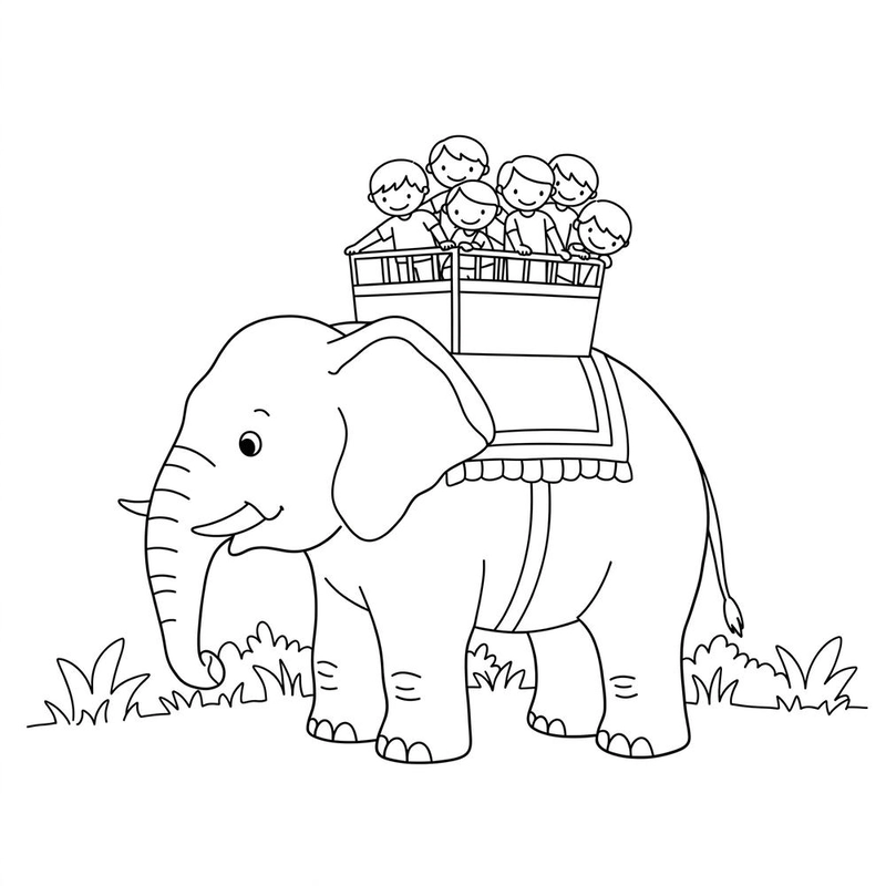 Tranh tô màu con voi đẹp