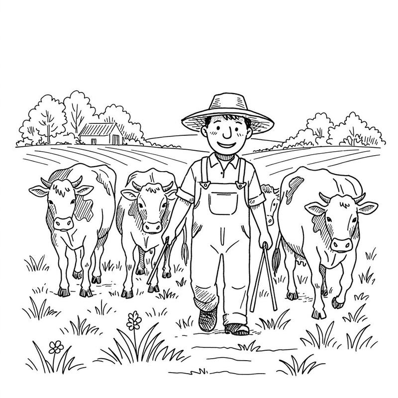 Hình tô màu nghề nông thú vị cho trẻ em
