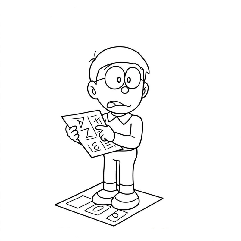 tranh tô màu nobita điểm kém