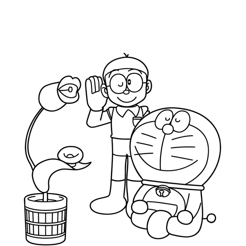 hình vẽ tô màu nobita cho bé
