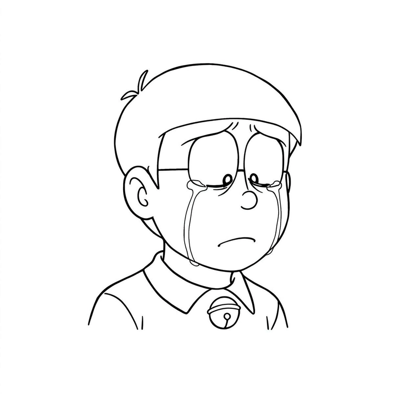 tranh tô màu nobita khóc