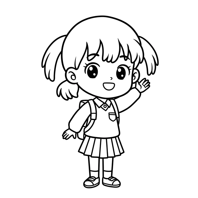 in tranh tô màu anime học sinh