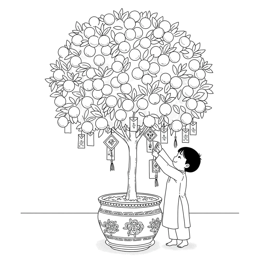 tô màu cây quất hình ảnh sinh động