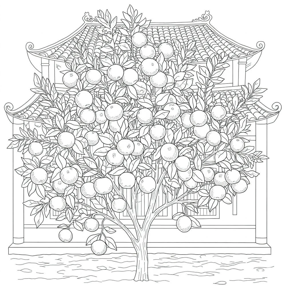 hình tô màu cây quất cho trẻ