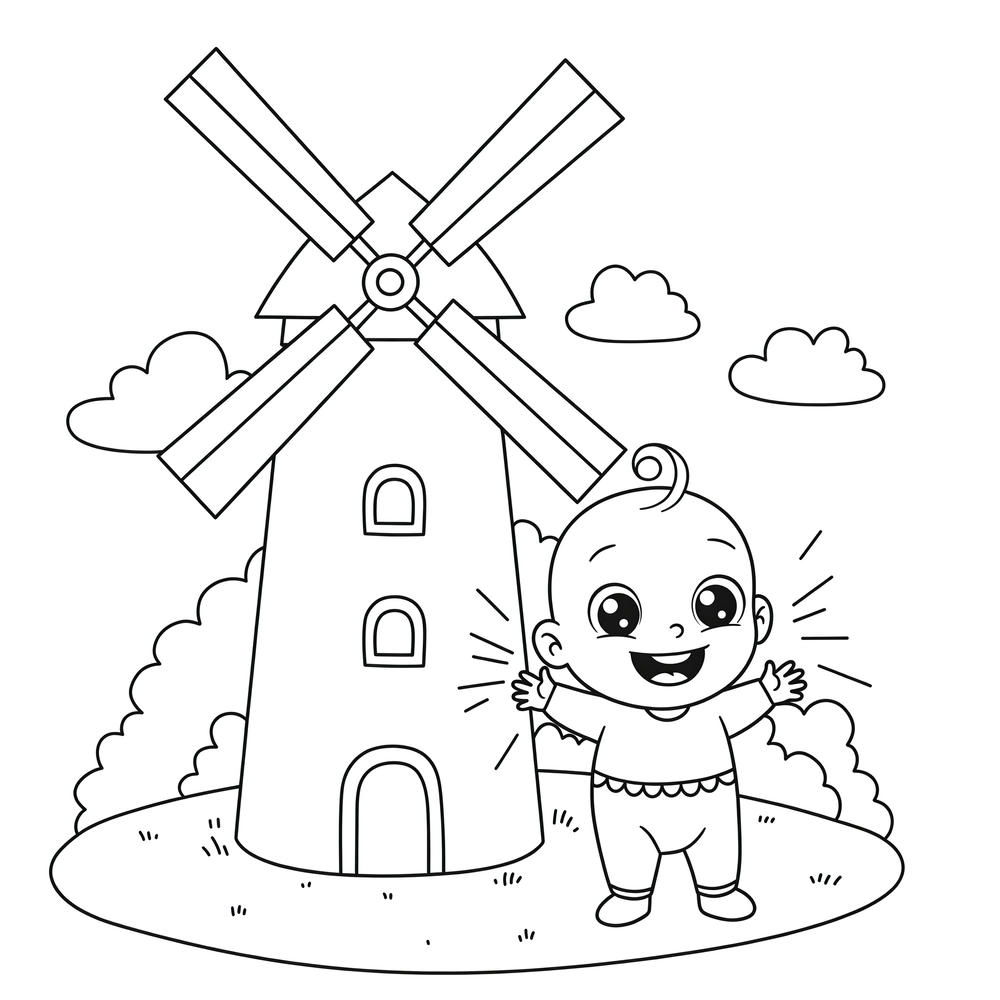 tô màu cối xay gió cho học sinh