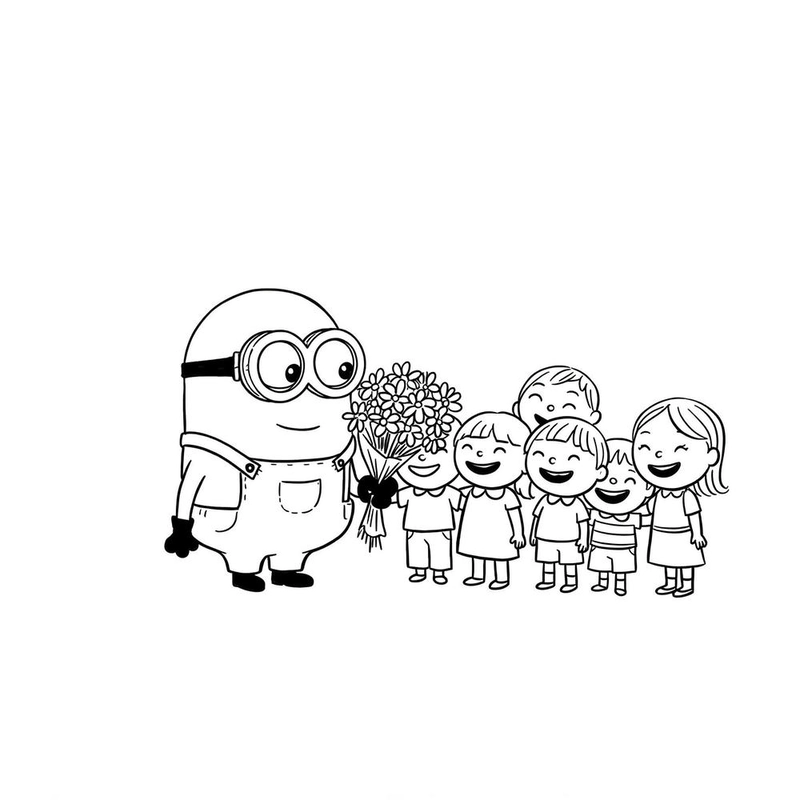 tranh tô màu minion cute