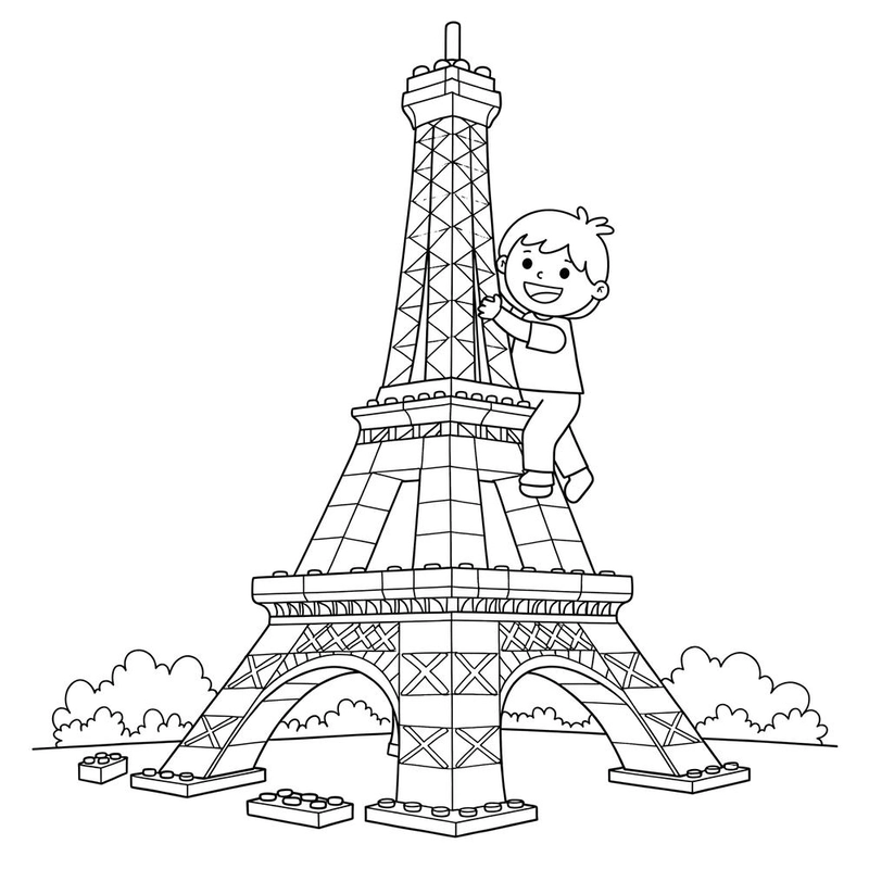 Hình Tháp Eiffel tô màu sáng tạo
