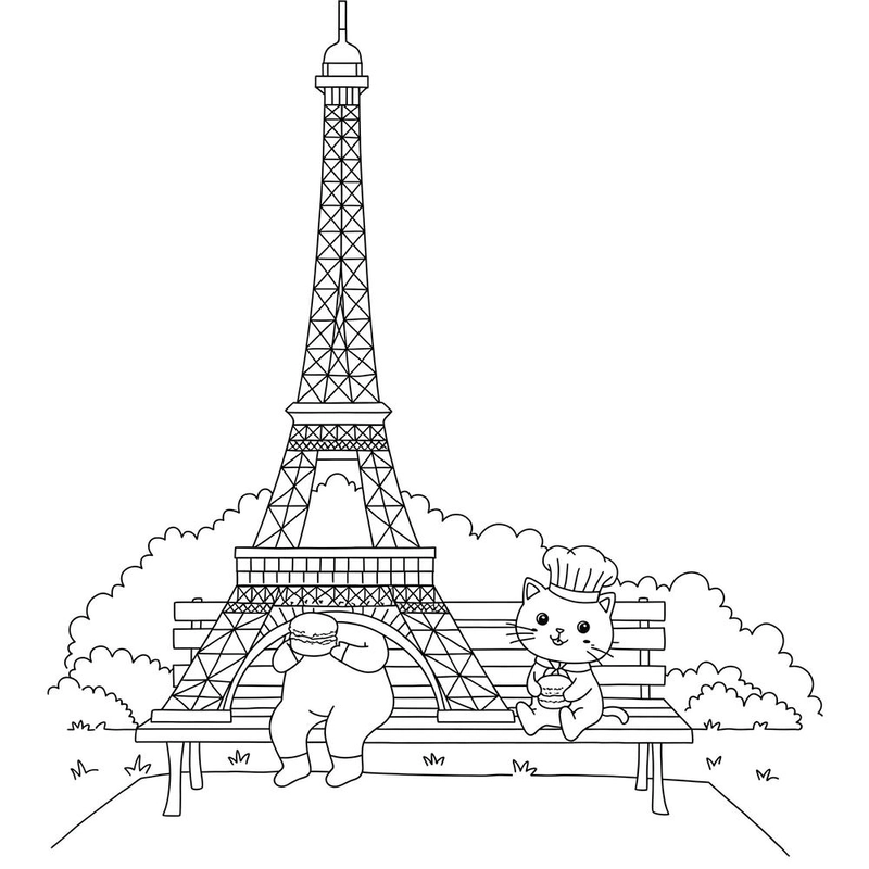 Tranh vẽ Tháp Eiffel cho bé tô màu