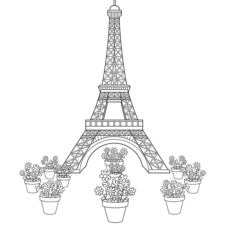 Hình ảnh Tháp Eiffel đen trắng để tô