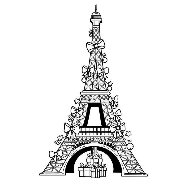 Mẫu tranh Tháp Eiffel cho bé tập tô