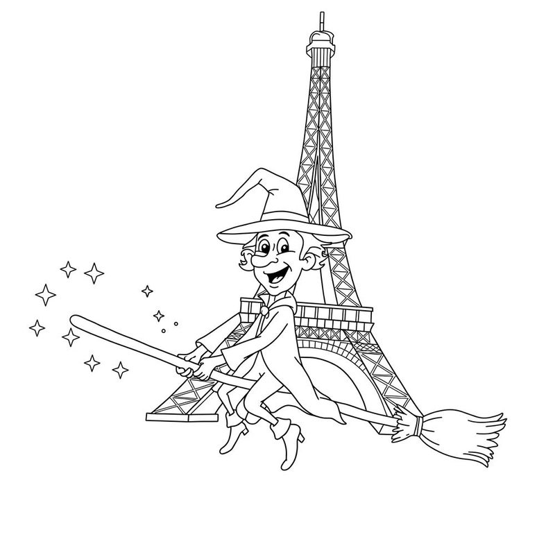 Trang tô màu Tháp Eiffel cho trẻ em
