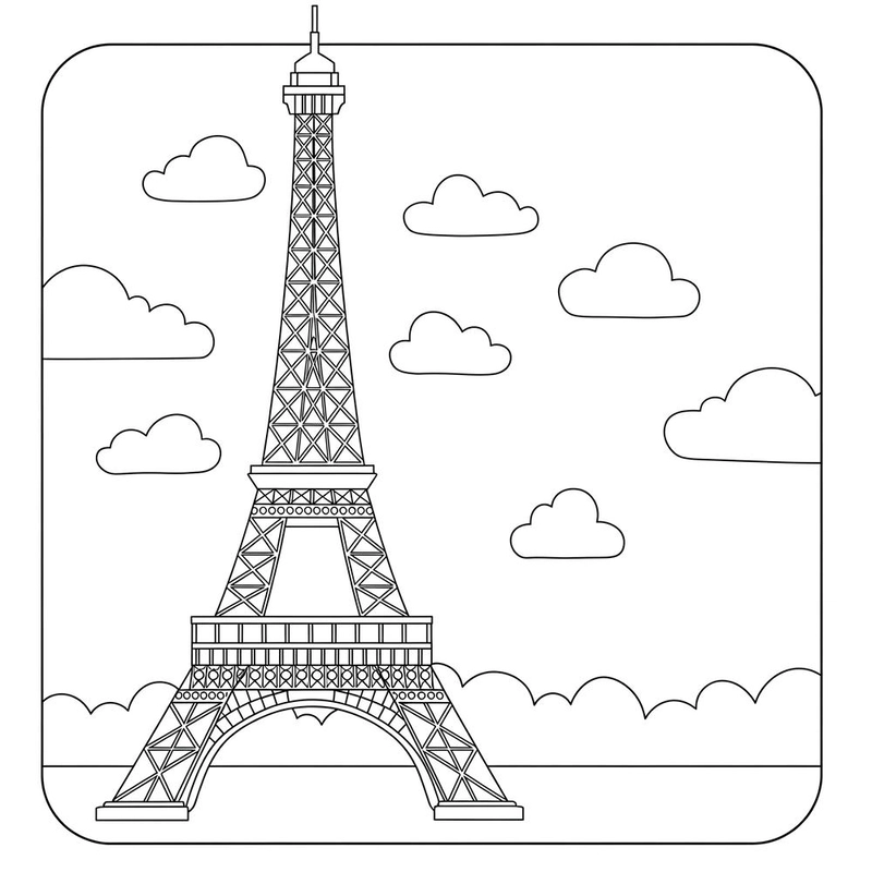 Mẫu tranh tô màu Tháp Eiffel đẹp