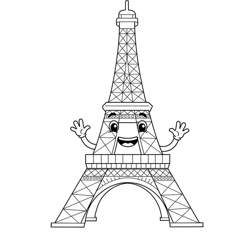 tô màu tháp eiffel cho bé