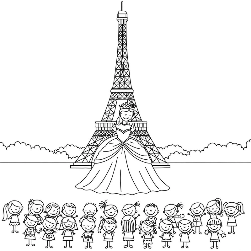 Tập tô Tháp Eiffel cho bé yêu hội họa