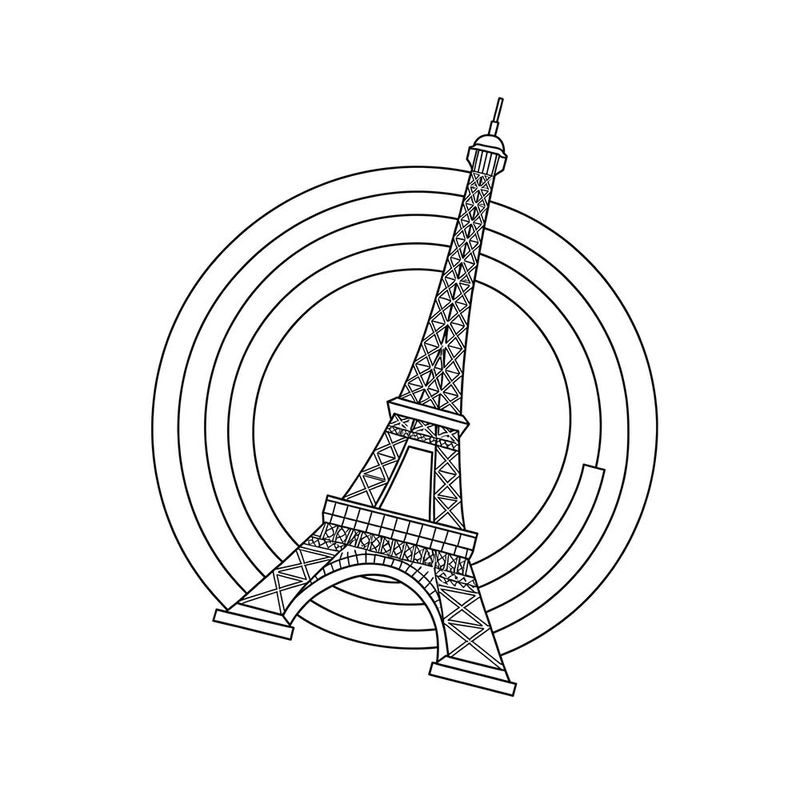 Hình học tô màu Tháp Eiffel sinh động