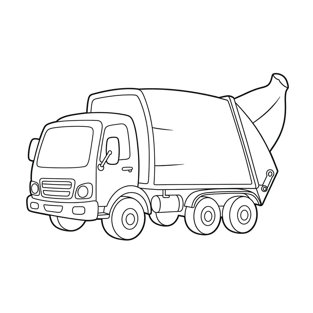 tranh tô màu xe chở rác cho bé mẫu giáo