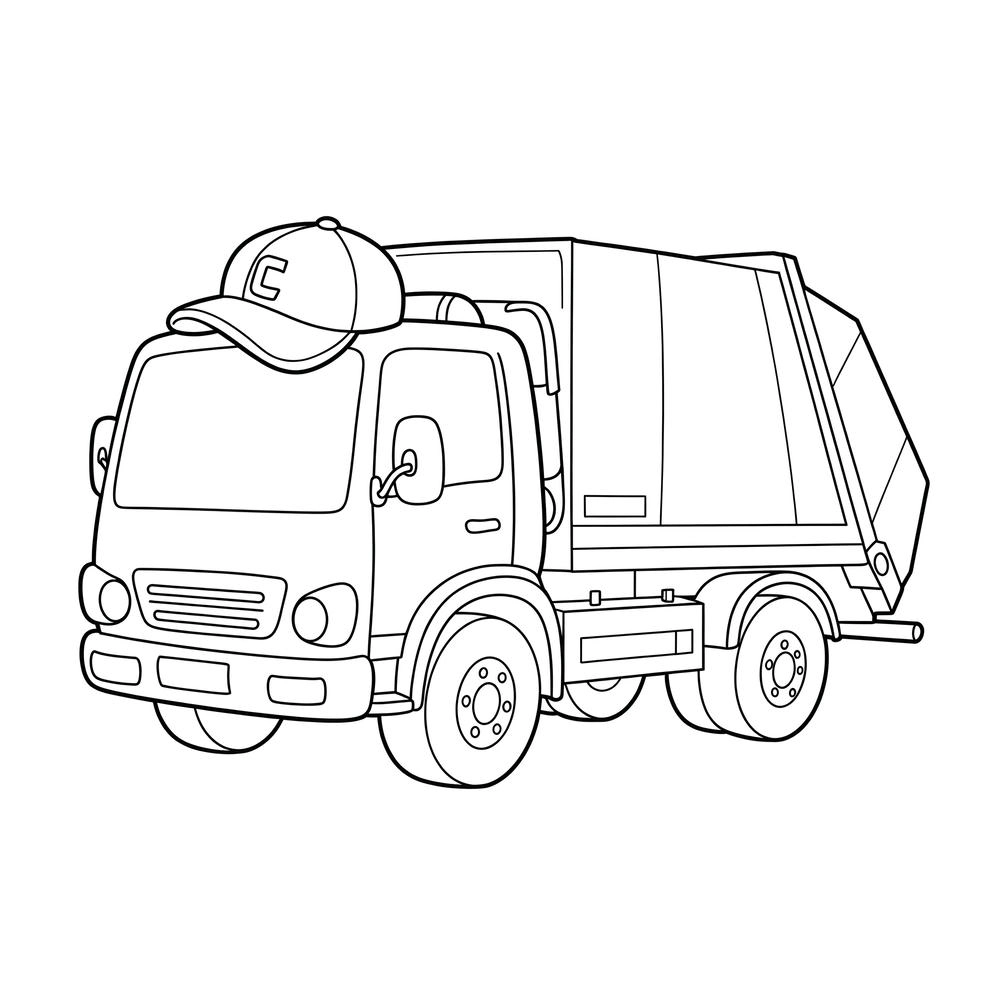 mẫu tranh tô màu xe chở rác đẹp