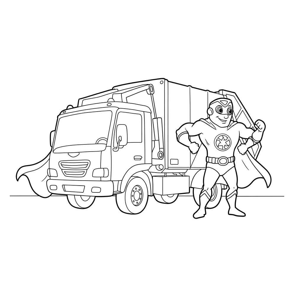 tranh tô màu xe chở rác cho trẻ em