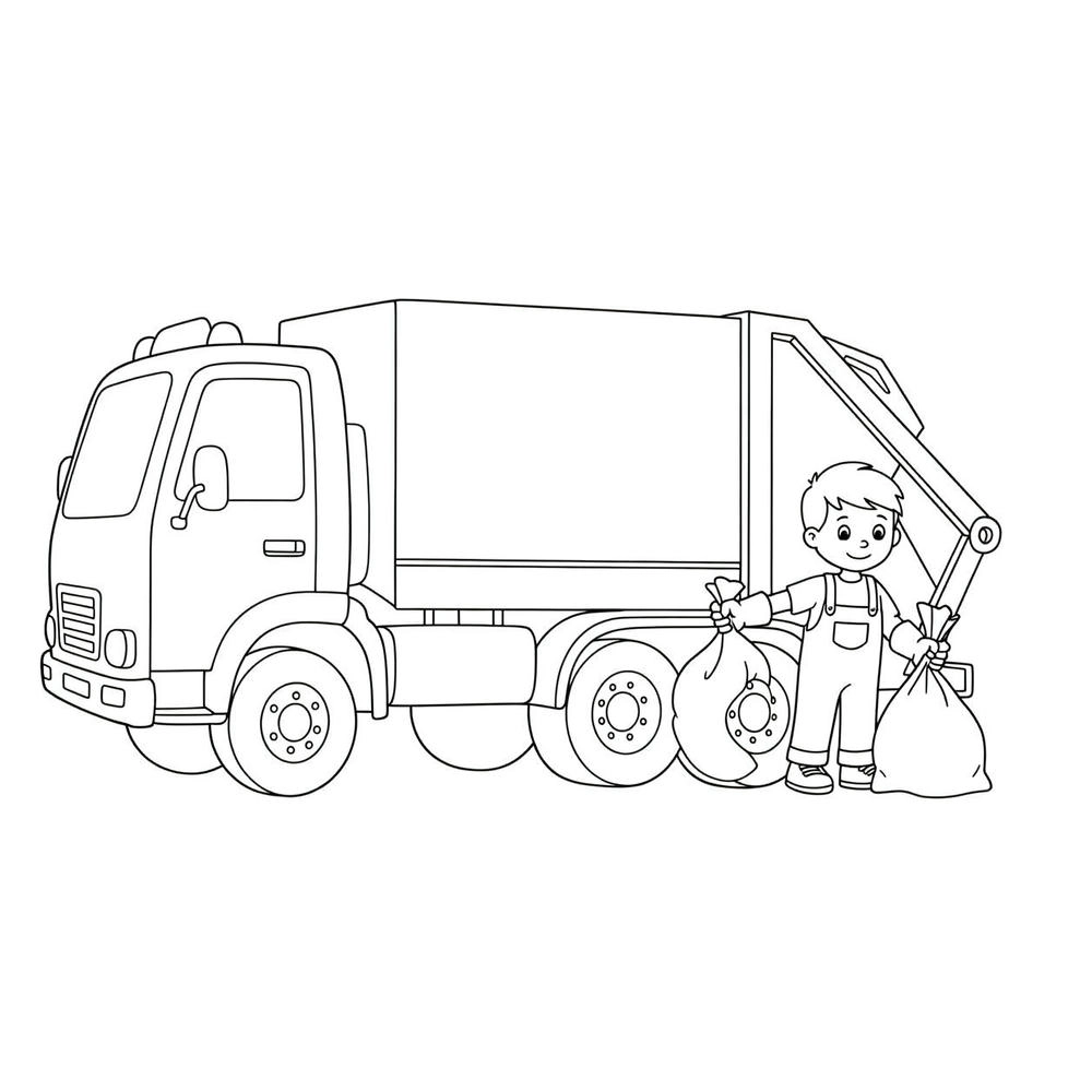 bộ tranh tô màu xe chở rác miễn phí