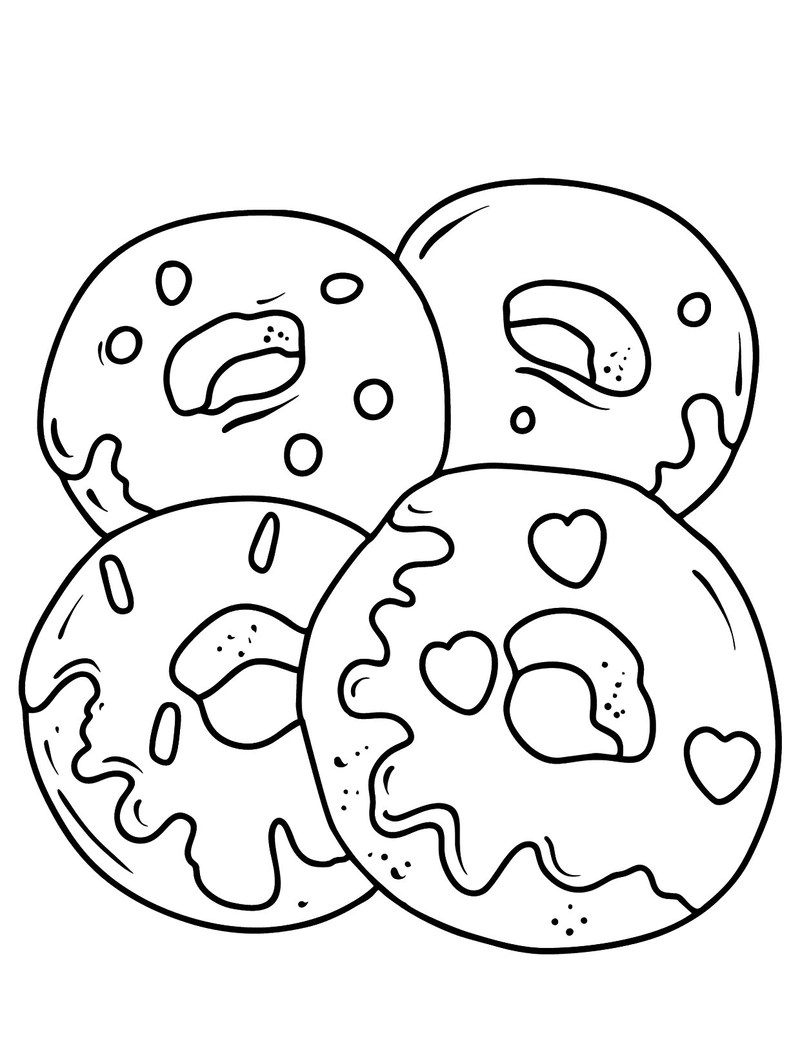 Tranh tô màu bánh donut cho trẻ em